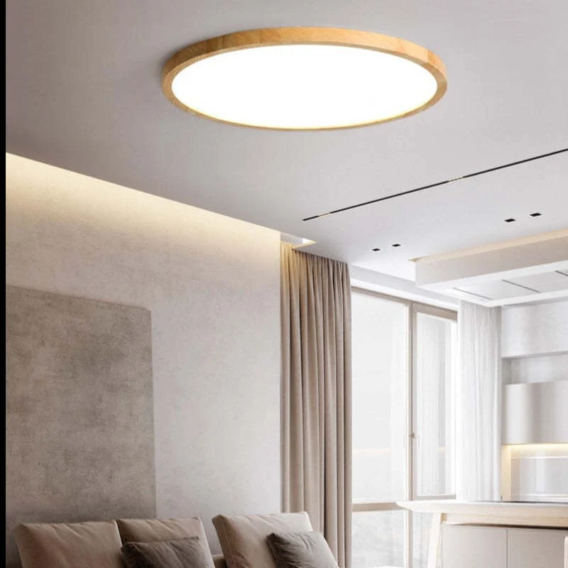 Stylish Round Flush Mount Ceiling Lamp – Modern Minimalist Japanese Style