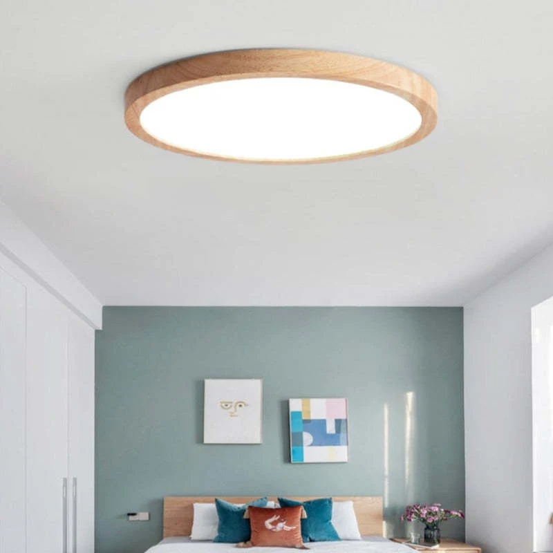 Stylish Round Flush Mount Ceiling Lamp – Modern Minimalist Japanese Style