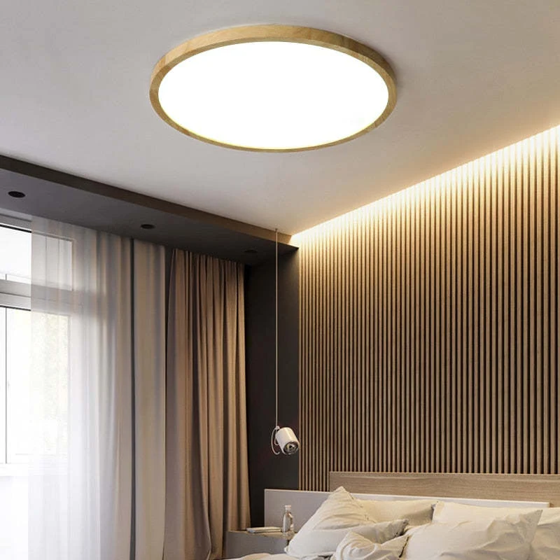 Stylish Round Flush Mount Ceiling Lamp – Modern Minimalist Japanese Style
