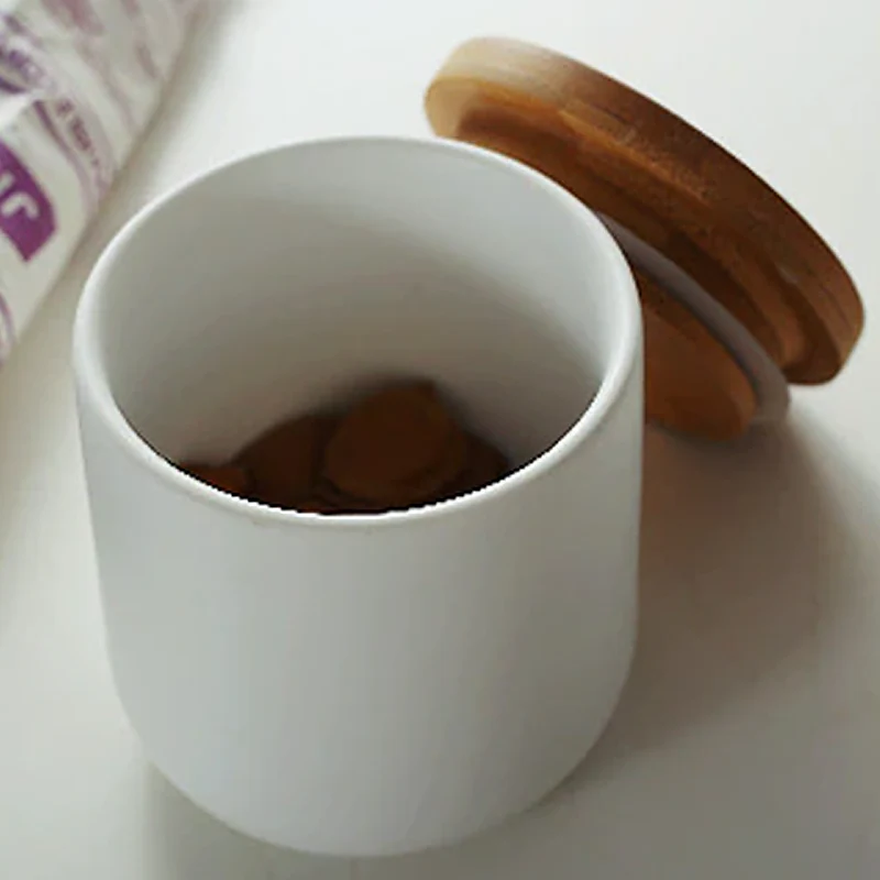 Ceramic Kitchen Food Storage Jar with Airtight Wooden Lid