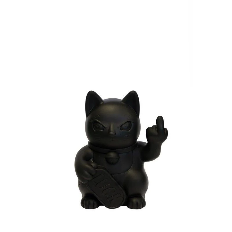 BLOGO Statuetta Maneki Neko Irriverente "Lucky Cat" Grande - Nera