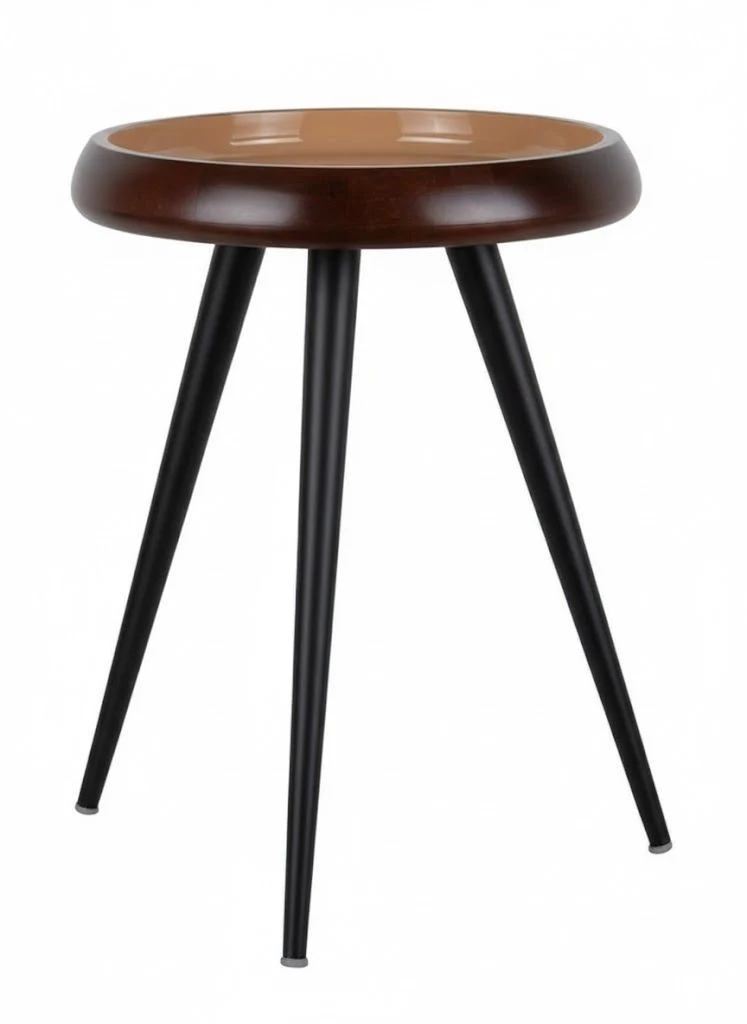 Tavolino Tripod 41.5x41.5x54 cm Noce Caldo e Marrone