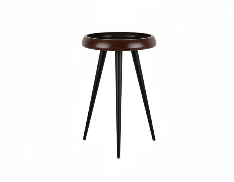 Tavolino Tripod 41.5x41.5x54 cm Noce Caldo e Nero
