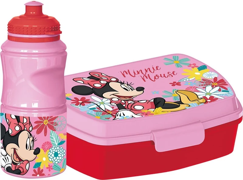 TATAWAY Disney Set borraccia da 380 ml e Sandwich Box rosa per bambini