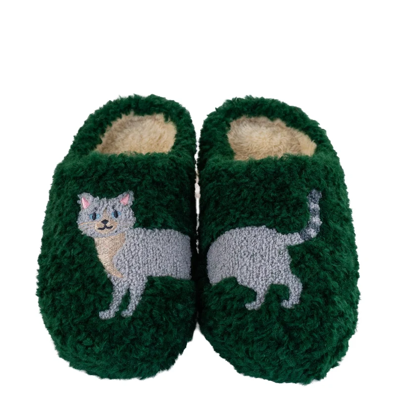 Pantofole con Decoro Gatto Taglia M/L Verde e Grigio WD Lifestyle