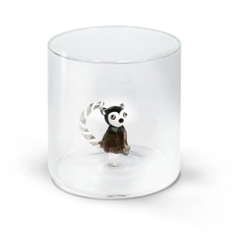 Bicchiere in Vetro Borosilicato con Statuina Lemure 250 ml Trasparente Wd Lifestyle