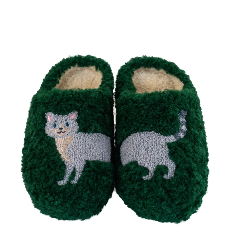 Pantofole con Decoro Gatto Taglia S/M Verde Grigio WD Lifestyle