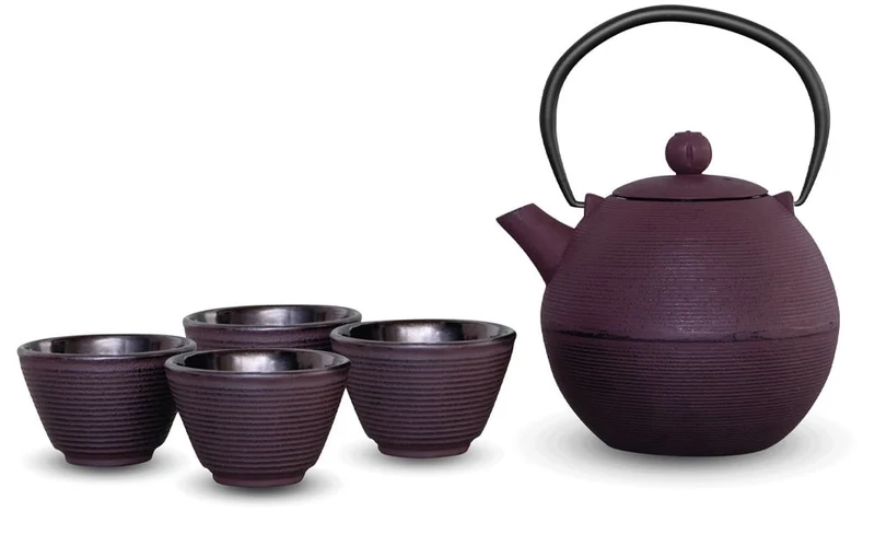 Set Teiera in Ghisa con 4 Tazze 800ml Viola Wd Lifestyle