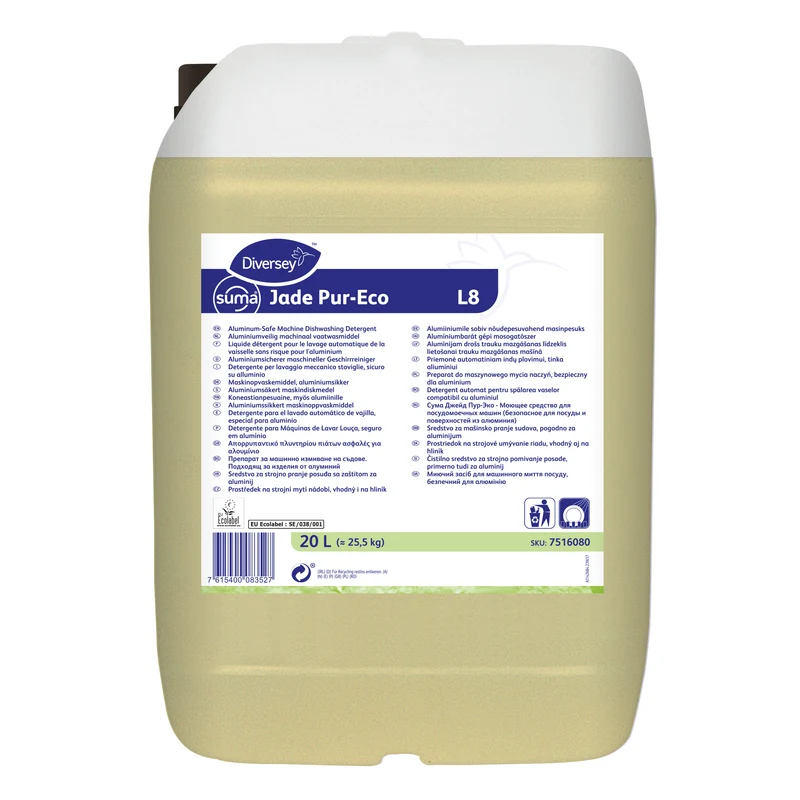 Detergente lavastoviglie per acque medio-dure Diversey Suma Jade Pur-Eco L8 20 litri DISPONIBILE IN 7 GIORNI LAVORATIVI