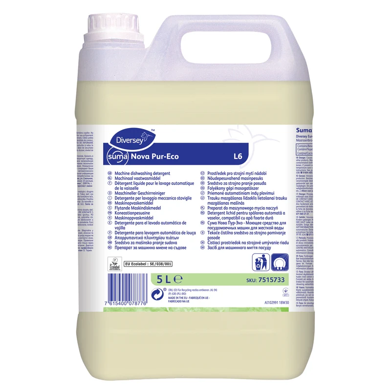 Detergente lavastoviglie per acque dure Diversey Suma Nova Pur-Eco L6 2x5 litri DISPONIBILE IN 7 GIORNI LAVORATIVI
