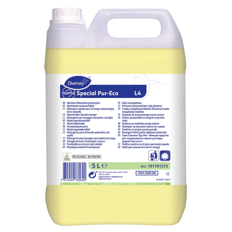 Detergente lavastoviglie per acque medie Diversey Suma Special Pur-Eco L4 2x5 litri DISPONIBILE IN 7 GIORNI LAVORATIVI