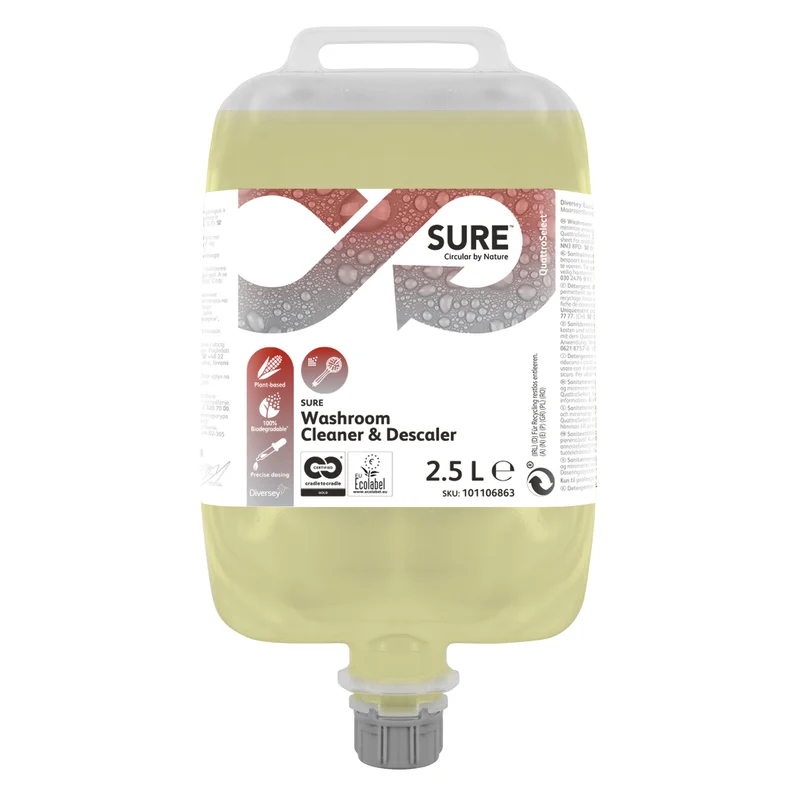 Detergente disincrostante per bagno in QuattroSelect Diversey SURE Washroom Cleaner & Descaler QS 2x2,5 litri DISPONIBILE IN 7 GIORNI LAVORATIVI
