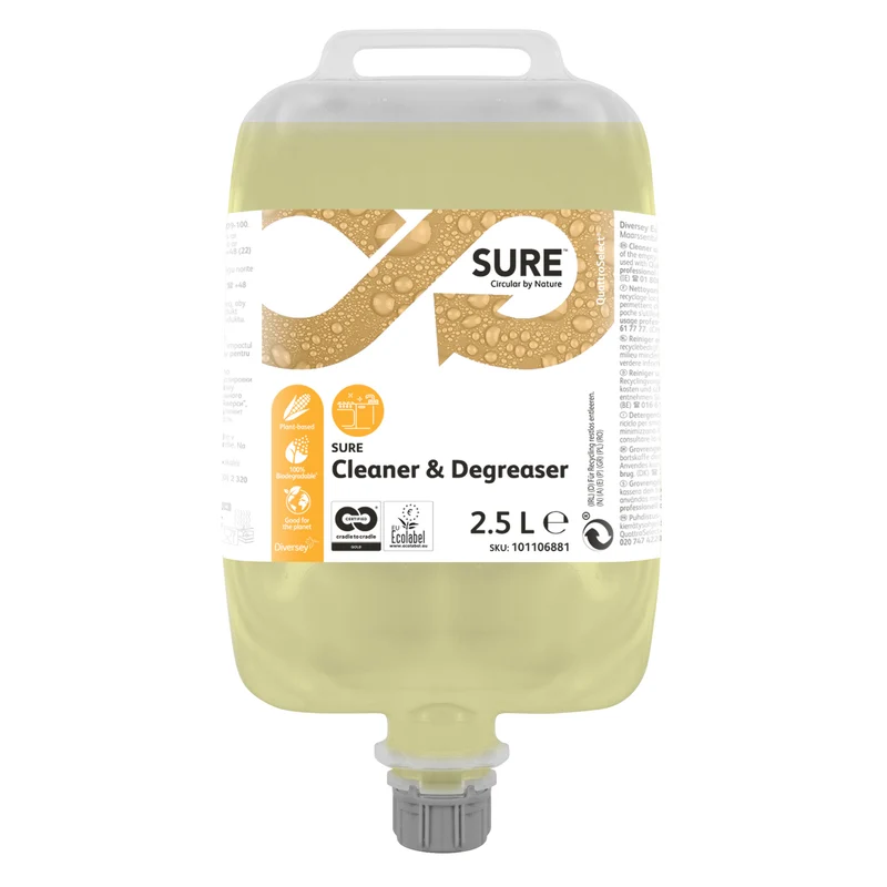 Sgrassatore energico per pavimenti in QuattroSelect Diversey SURE Cleaner & Degreaser QS 2x2,5 litri DISPONIBILE IN 7 GIORNI LAVORATIVI