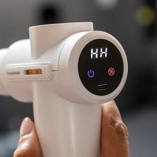 Innovagoods Massaggiatore Pistola Massaggio Muscolare con Caldo e Freddo - 6 Testine Intercambiabili - 6 Velocità - Display LCD - Ricaricabile USB