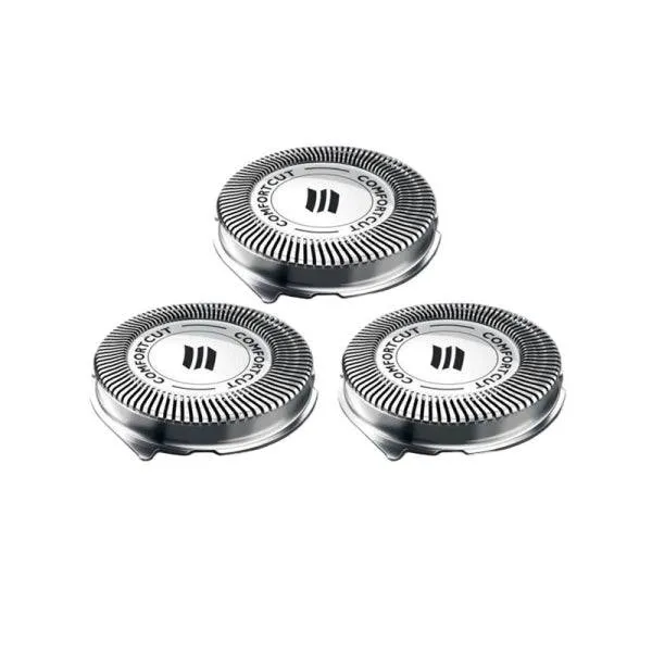 Philips Confezione 3 Testine di Ricambio per Rasoi Series 1000 e 3000 - Lame Autosmeriglianti - Tracciamento Contorni - Colore Acciaio