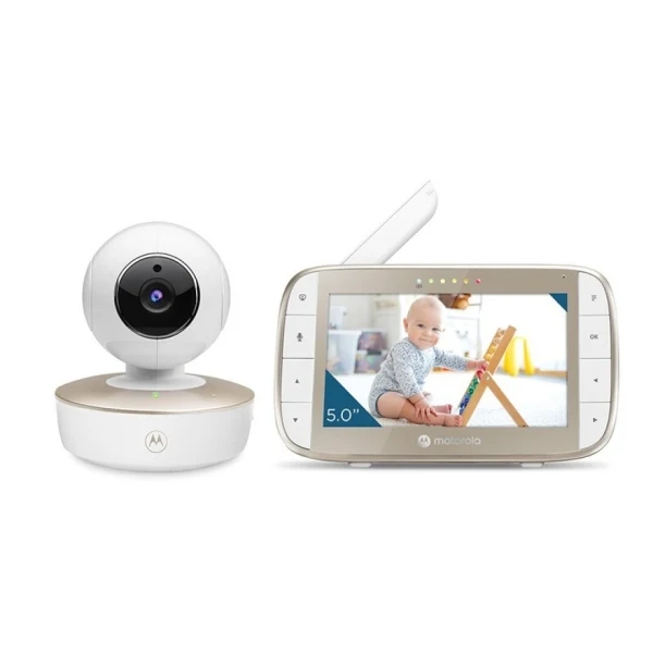 Motorola Nursery VM50G Babymonitor con Telecamera - Visione Notturna - Comunicazione Bidirezionale - Display 5" - Sensore di Temperatura - Colore Bianco