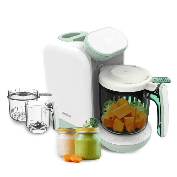 Cecotec Nana BabyCare FoodProcessor Robot Multifunzione 4 in 1 per Bebè - Senza BPA - Tattile - Cuoce e Frulla - Sterilizza Ciucci - Ricettario - Compatibile con Frutta e Carni - Colore Bianco
