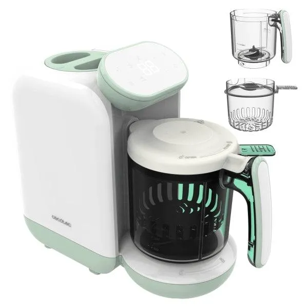 Cecotec Nana BabyCare FoodProcessor Robot Multifunzione 4 in 1 per Bebè - Senza BPA - Tattile - Cuoce e Frulla - Sterilizza Ciucci - Ricettario - Compatibile con Frutta e Carni - Colore Bianco