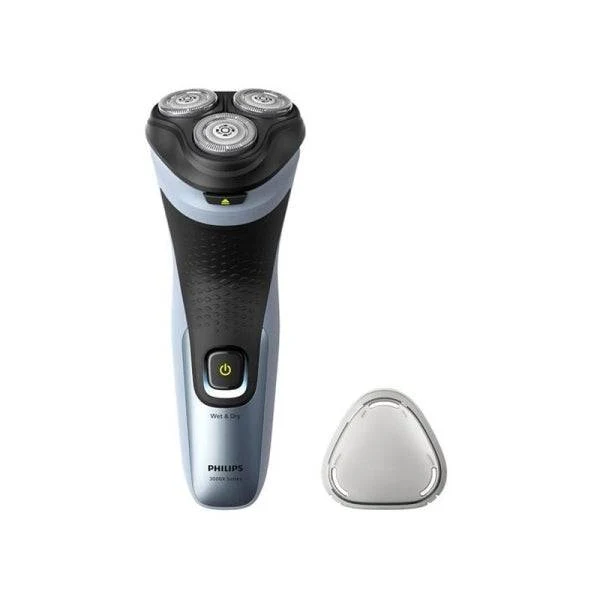 Philips Series 3000X Rasoio Wireless - Autonomia fino a 45min - Lame Autosmeriglianti - IPX7 - Cappuccio Protettore - Ricaricabile - Indicatore Batteria - Antiscivolo - Colore Nero e Blu