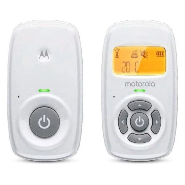Motorola Nursery AM24 Babymonitor Audio - Portata fino a 300m in Esterno e 50m in Interno - Connessione DECT - Sensore di Temperatura - Colore Bianco