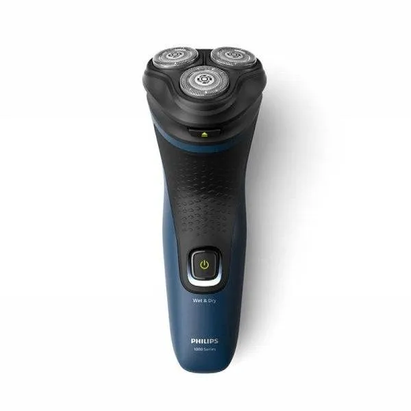 Philips S1151/00 Rasoio Elettrico Series 1000 Wet & Dry - 3 Testine Flessibili 3D - Rasoio 100% Lavabile IPX7 - Utilizzo Wireless 40min - Ricarica 8h - Manico Ergonomico