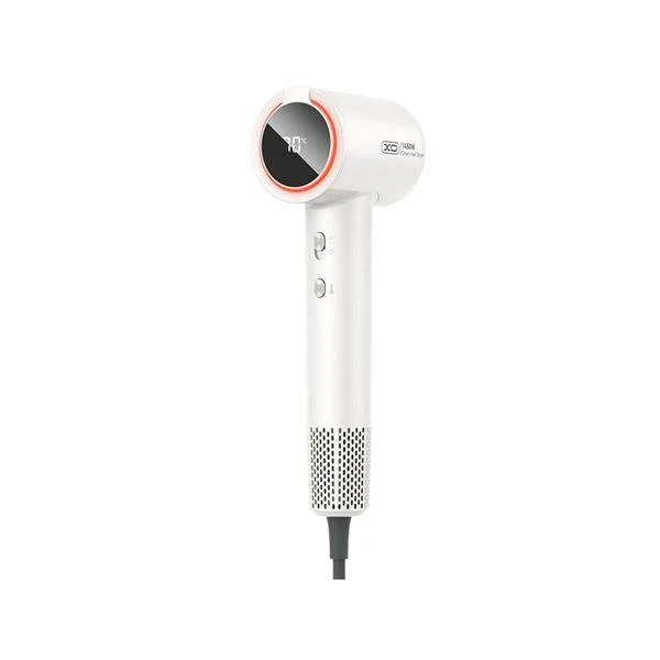 XO CF29 Asciugacapelli Ionico - Potenza 1450W - 4 Livelli di Temperatura - Display Digitale - Colore Bianco