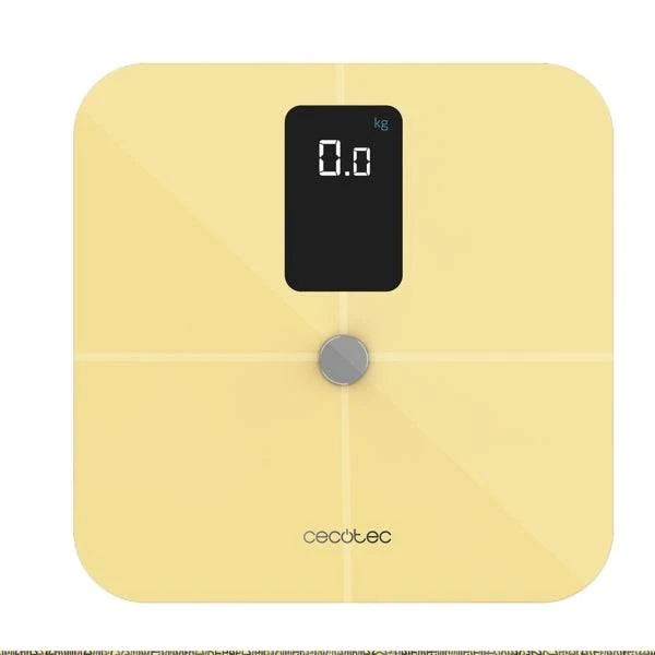 Cecotec Surface Precision 10400 Smart Healthy Vision Yellow Bilancia Corporale fino a 180kg - Display LCD - Bluetooth 4.0 - Cristallo Temperato - Piedini Antiscivolo - Metro da Sarto - Colore Giallo