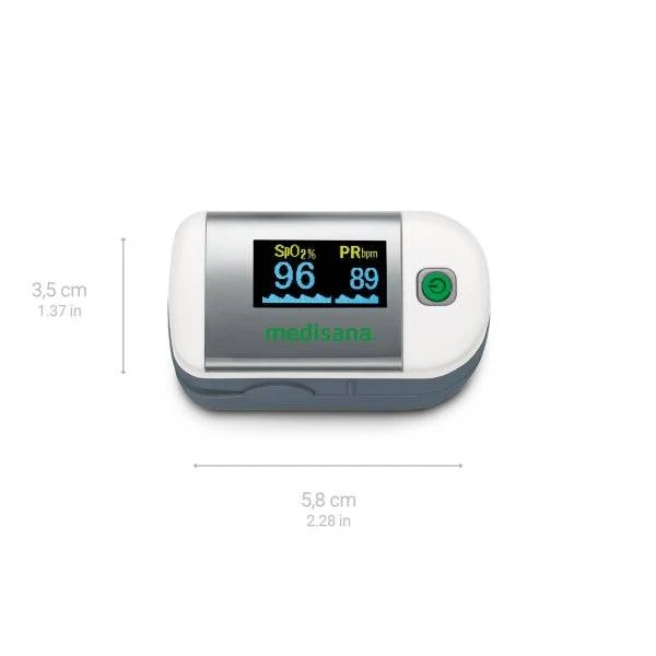 Medisana PM100 Ossimetro Digitale da Dito con Display OLED - Misurazione Saturazione Ossigeno SpO2 e Frequenza Cardiaca - 6 Modalità di Visualizzazione - Funzione One‑Touch - Spegnimento Automatico 8s - Luminosità Regolabile