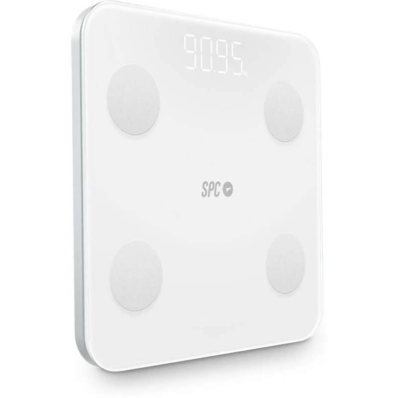 SPC Atenea Fit 3 Bilancia Intelligente da Bagno - Registra e Identifica fino a 10 Utenti - Design in Cristallo - Display LED - Attivazione Tattile - Capacità 180kg