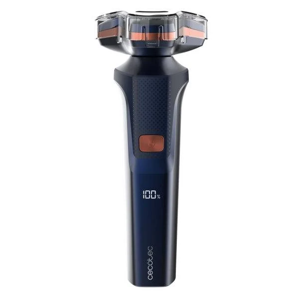 Cecotec PrecisionCare Aluminum Rasoio Rotativo - Autonomia fino a 2h - Testina Magnetica - Velocità 8500rpm - Display LED - Rivestimento Titanio - Colore Blu Marino