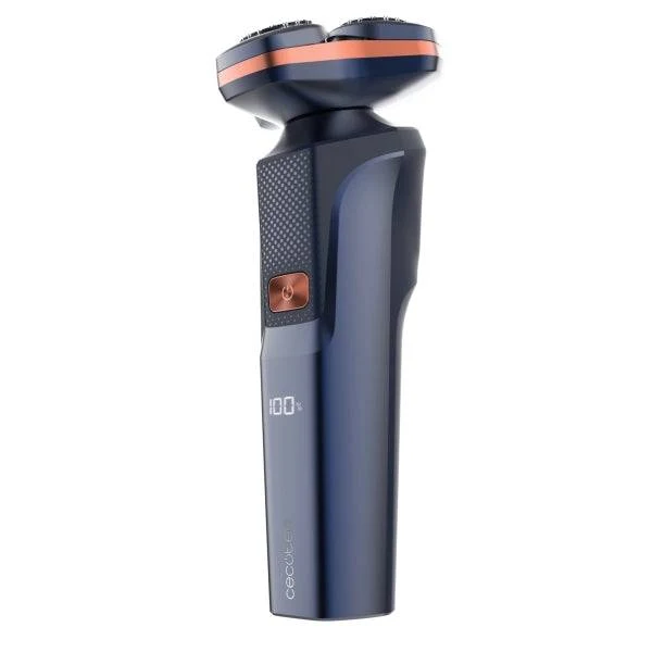 Cecotec PrecisionCare Aluminum Rasoio Rotativo - Autonomia fino a 2h - Testina Magnetica - Velocità 8500rpm - Display LED - Rivestimento Titanio - Colore Blu Marino