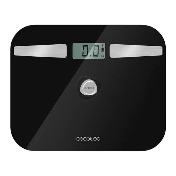 Cecotec Surface Precision 10200 Smart Healthy Black Bilancia Pesapersone fino a 180kg - Energia senza Pile - Bluetooth - 4 Sensori - Cristallo Temperato - Piedini Antiscivolo - Spegnimento Automatico - Colore Nero