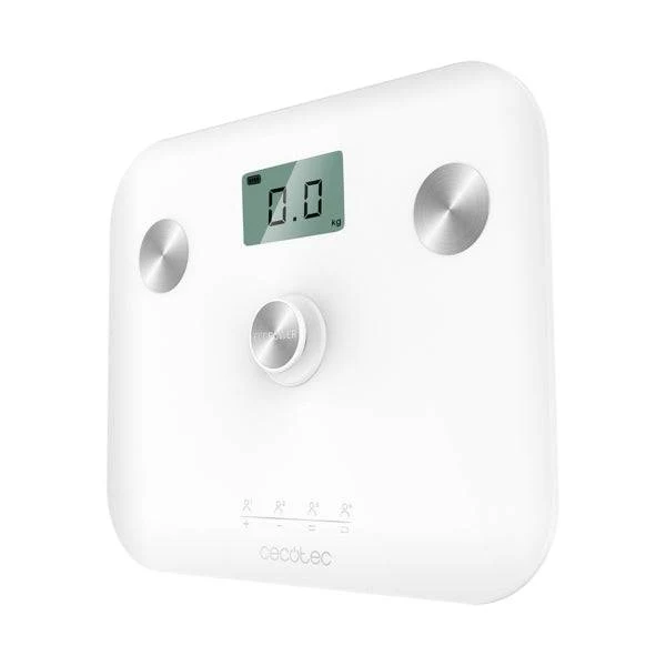 Cecotec Surface Precision EcoPower 10100 Full Healthy White Bilancia Pesapersone fino a 180kg - Energia senza Pile - Misurazione Bioimpedenza - 4 Sensori - Piedini Antiscivolo - Display LCD - Colore Bianco