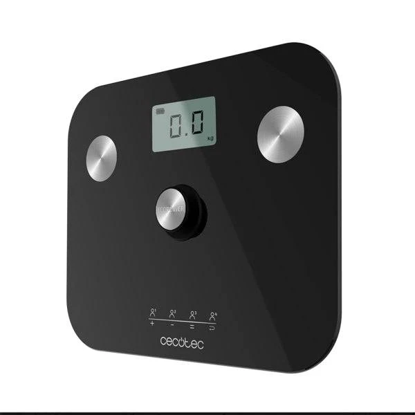 Cecotec Surface Precision EcoPower 10100 Full Healthy Black Bilancia Pesapersone fino a 180kg - Misurazione Bioimpedenza - Vetro Temperato - 4 Sensori - Piedini Antiscivolo - Ultrasottile - Colore Nero