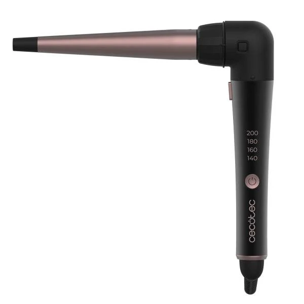 Cecotec SurfCare TwistConic Arricciacapelli 25mm - Gomito 90° - Guanto Termico e Astuccio - Ceramico - Temperatura da 140 a 200°C - Cavo 360° - 2 Clip per Capelli - Colore Nero e Rosa