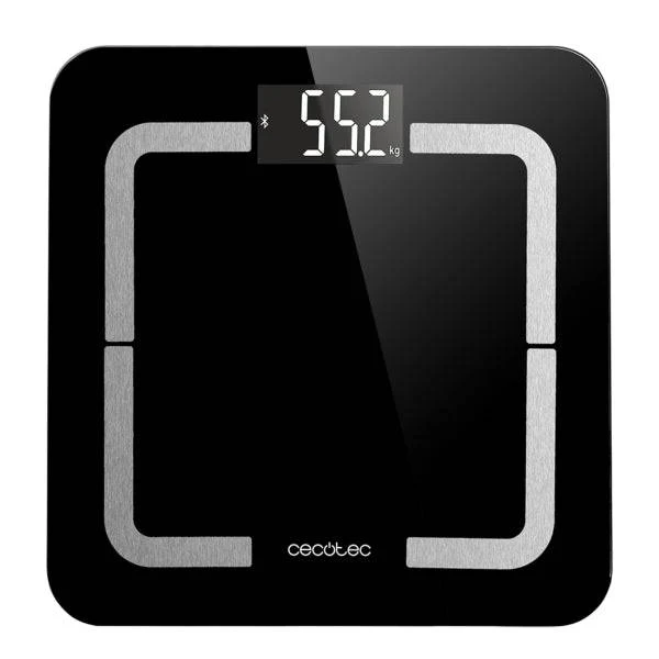 Cecotec Surface Precision 9500 Smart Healthy Bilancia Pesapersone - Bluetooth - Display LCD - Acciaio Inossidabile - Vetro Temperato - Supporta fino a 180kg - 310x310mm - Colore Nero
