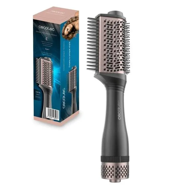 Cecotec Bamba CeramicCare Unique Triangle Spazzola Lisciante 5 in 1 - 1200W - Controllo della Temperatura - Setole Snodanti - Funzione Volume - Tecnologia agli Ioni - Display Digitale - Colore Nero