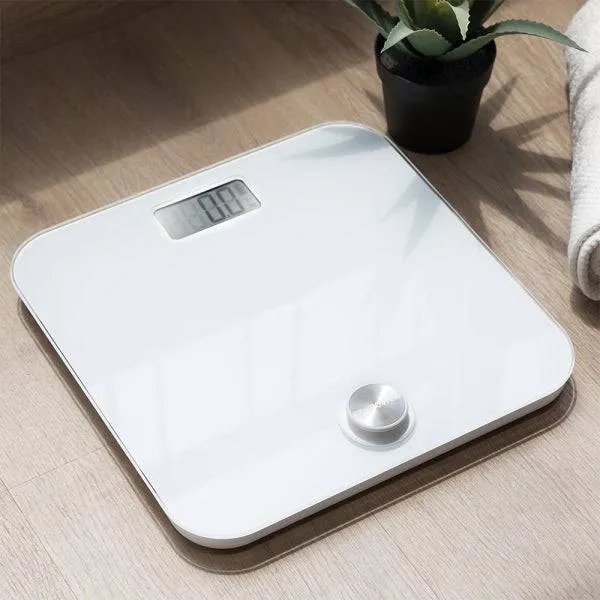 Cecotec Surface Precision 10000 Healthy White Bilancia Pesapersone - Energia senza Pile - 4 Sensori di Precisione - Cristallo Temperato - Display LCD - Spegnimento Automatico - Piedini Antiscivolo - Colore Bianco