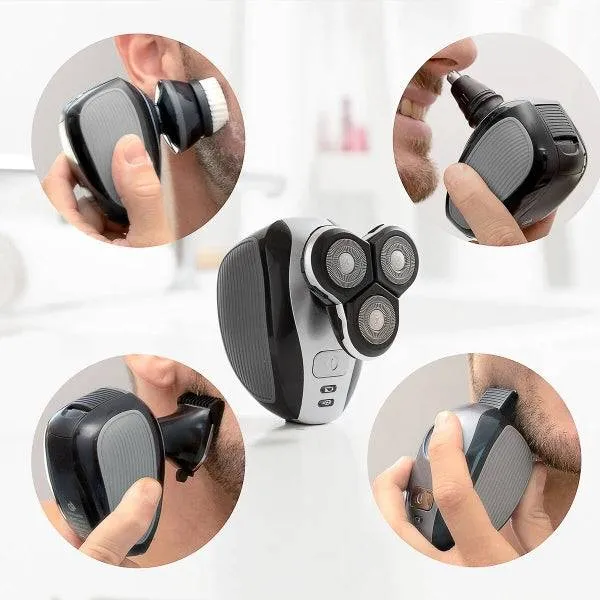 Innovagoods Shavestyler Rasoio 5 in 1 - Autonomia 45min - Batteria 600mAh - IPX7 - Ricaricabile - Acciaio Inossidabile - Multifunzione - Testine Incluse - Include Pettini Guida - 6x9x8cm - Nero