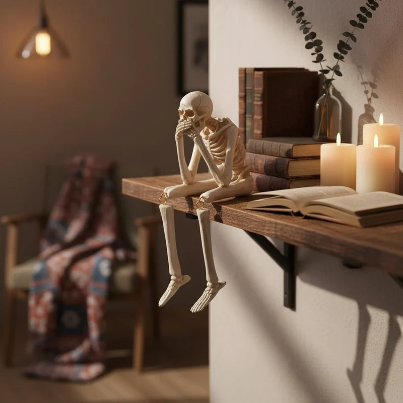 Halloween Decorative Skeleton Figurine with Dangling Legs for a Party