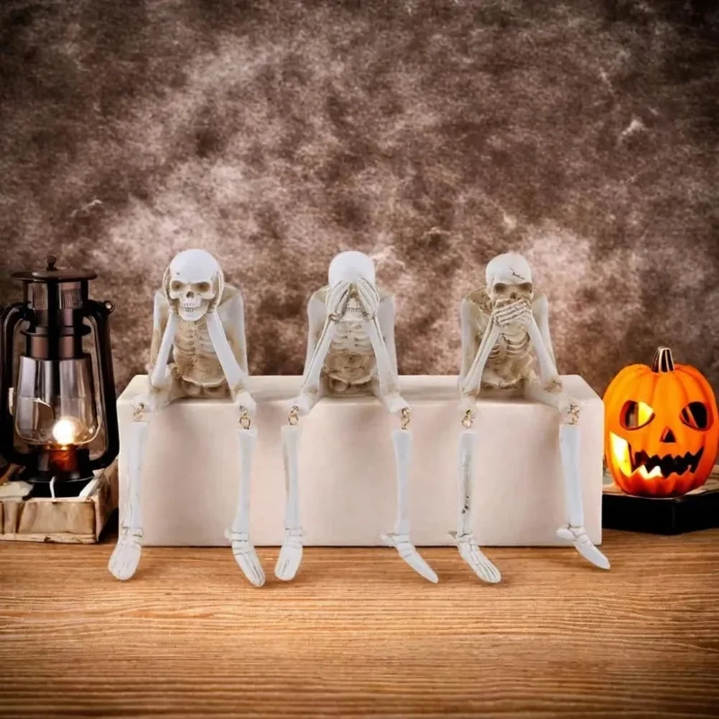 Halloween Decorative Skeleton Figurine with Dangling Legs for a Party