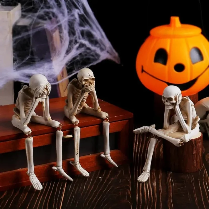 Halloween Decorative Skeleton Figurine with Dangling Legs for a Party