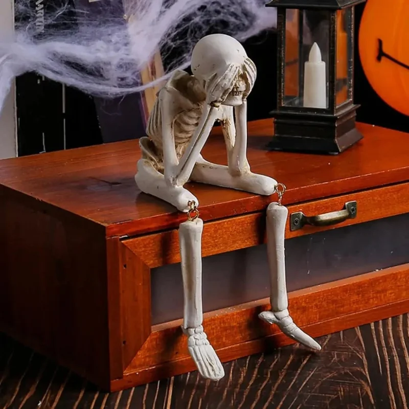 Halloween Decorative Skeleton Figurine with Dangling Legs for a Party