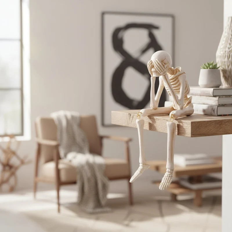 Halloween Decorative Skeleton Figurine with Dangling Legs for a Party