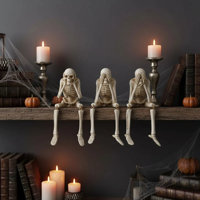 Halloween Decorative Skeleton Figurine with Dangling Legs for a Party