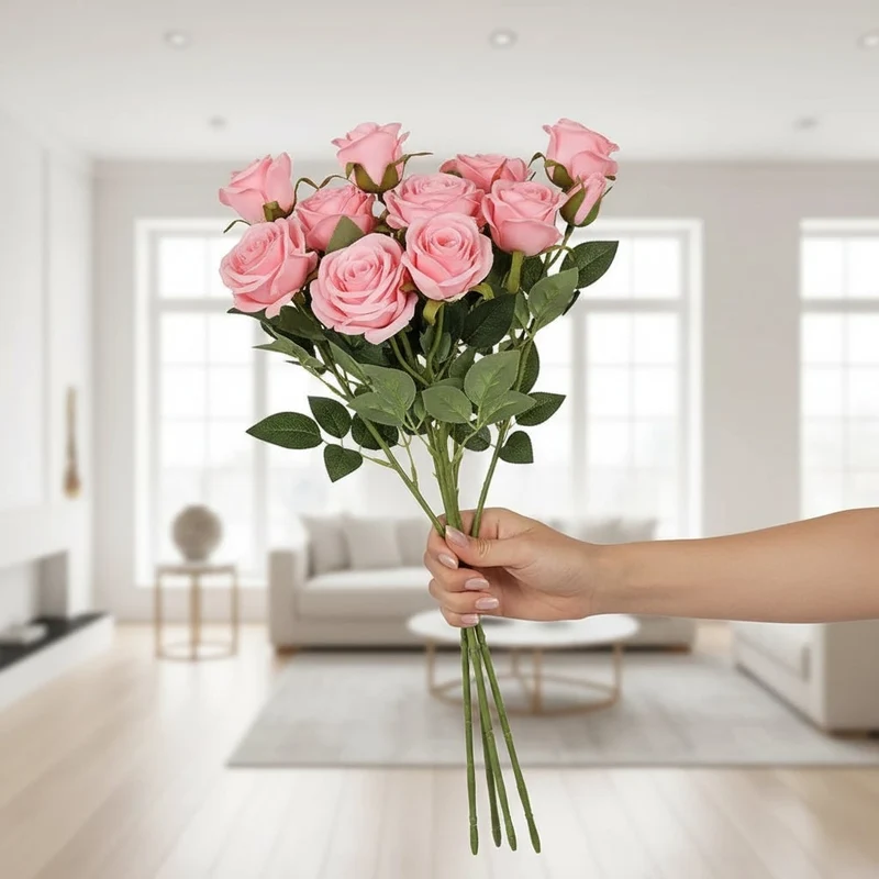 Halloween artificial flowers for a cemetery vase. Lifelike long-stem roses and branches