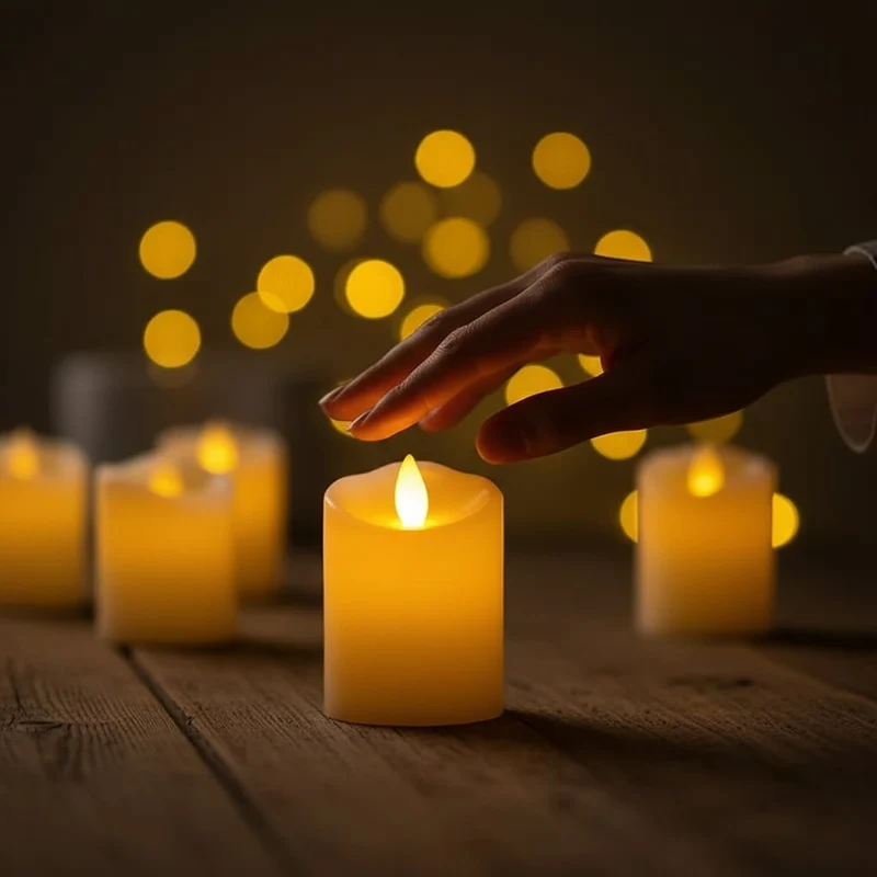Small battery-operated LED Halloween candles with a flickering flame effect for decoration
