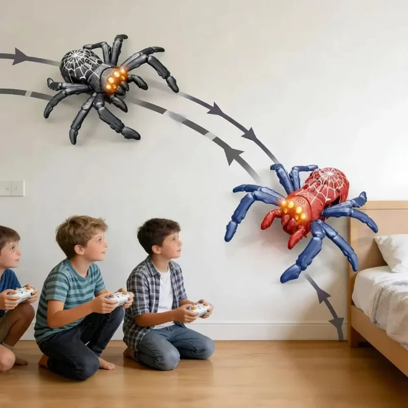 Halloween Remote-Controlled Wall-Climbing Spider with Glowing Eyes
