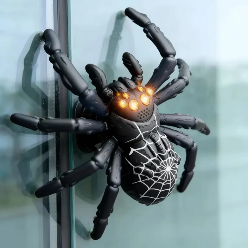 Halloween Remote-Controlled Wall-Climbing Spider with Glowing Eyes
