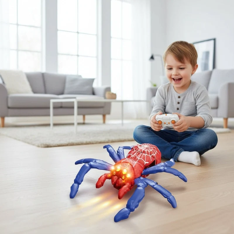 Halloween Remote-Controlled Wall-Climbing Spider with Glowing Eyes